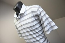 Nike Golf Polo Dri Fit Standard Striped Short Sleeve Stretch Mens Size Medium