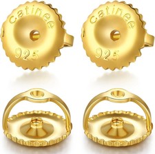 2Pairs Gold Screw Earring Backs Replacements,14K Gold Plated 925 Sterling Sil...