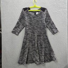 Old Navy Women Dress L Black Marled Fit & Flare 3/4 Sleeve