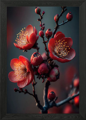 Pflaumenblüte gerahmtes Wandbild Poster Leinwanddruck Bild