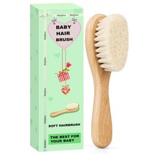 Molylove Baby Hair Brush, Wooden Goat Bristles 1 Count Pack of 1 , 1PCS