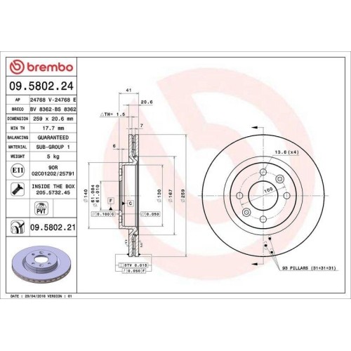 Bremsscheibe Brembo 09.5802.21 Prime Line - Uv Coated FüR Lada Nissan Renault-image