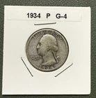1934-P Washington Quarter - Heavy  Motto - CoinSnap AI Grade VG-8 - 90% Silver