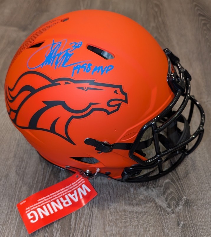 Terrell Davis Signed Denver Broncos Rave Authentic F/S Helmet. w/MVP inscription