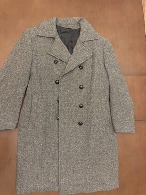 Vintage 60s Men Overcoat size 46 Coat Westerfield Double Breas Plaid Tweed 