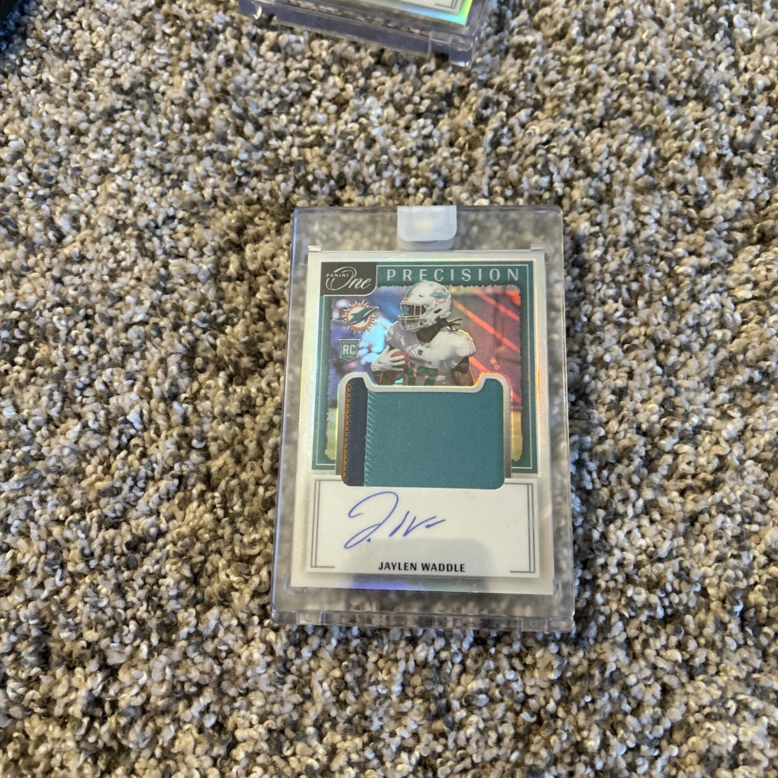 JAYLEN WADDLE 2021 PANINI ONE SILVER PRECISION 3 COLOR PATCH RPA /49 DOLPHINS SP