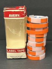 Vintage Avery Dymo Label Maker 3/8" Refill Tape LOT of 9 Rolls 1970s Orange NOS