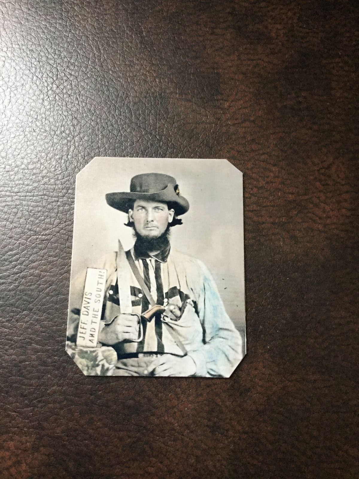 Civil War Confederate Military Soldier With Sword  And Pistol tintype C699RP