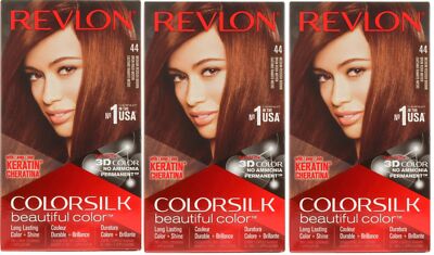 3 x Revlon Colorsilk Permanent Haarfarbe - 44 Medium Rotbraun