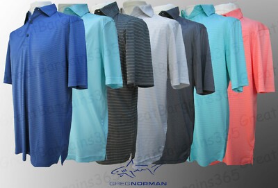 Herren Greg Norman ML75 Poloshirt Kurzarm Play Dry Schwarz Blau S M L XL Neu mit Etikett