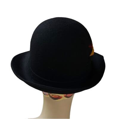 Vintage Lancaster Hat 70s Black Swagger Felt Wool Slopping Brim Fedora Hat Vintage Lancaster Hat 70s Black Swagger Felt Wool Slopping  main image 3