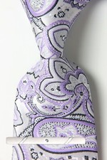 Classic Paisley Purple White Black 100 JACQUARD WOVEN Silk Men's Necktie Tie
