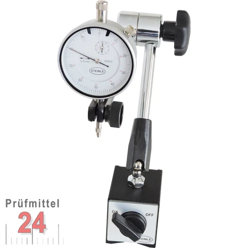 STEINLE Magnetstativ Magnet Messstativ + Zentralklemmung + Meßuhr Messuhr 10 mm