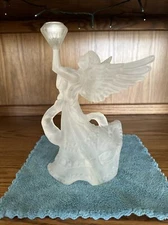 Angel Tree Topper/Candle Holder, Vintage Satin White Acrylic  9.25”