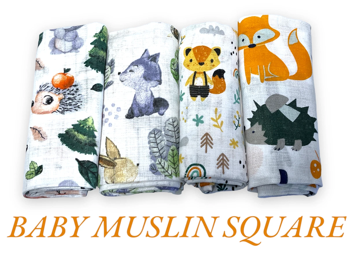 Cute LARGE 70X80CM SOFT COTTON BABY MUSLIN SQUARES CLOTHS