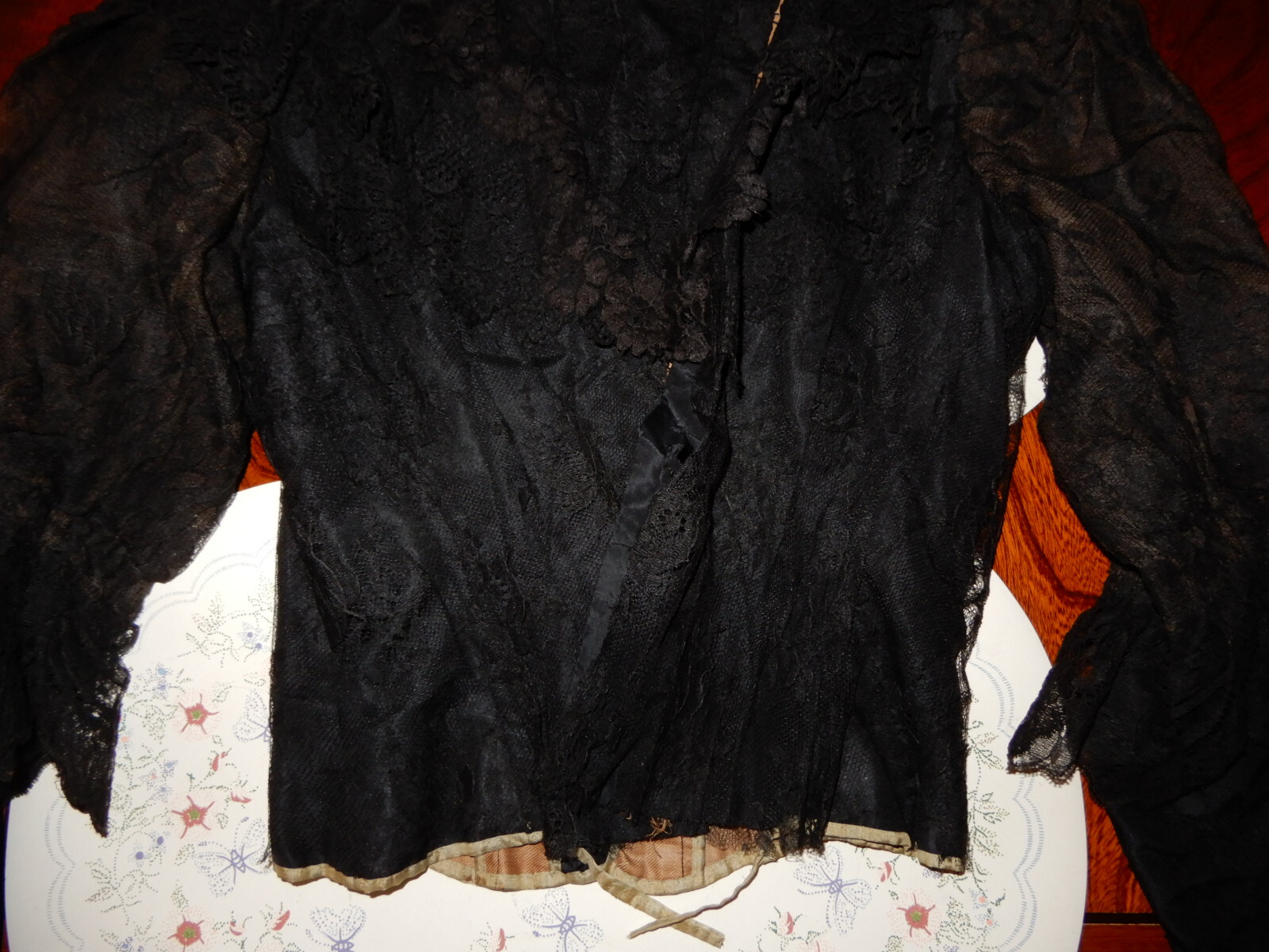 ANTIQUE 1800s 2 PC LACE COVERED BLACK JACKET AND … - image 17