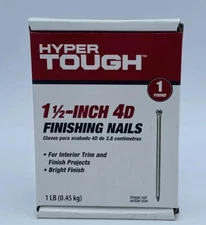 Hyper Tough 1.5 Inch 4D Finishing Nails Bright Finish 1 Lb Box