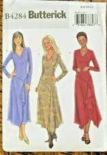 Butterick 4284 Misses Dress in 3 Styles Sewing Pattern 6-8-10-12 Long Sleeves