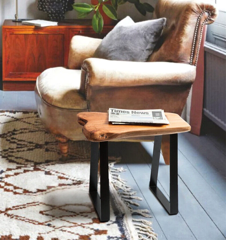 GREENAGE Cedar Wood Small Entryway Bench with Metal Legs, 20" x 12" x 17.5" H - Image 3 of 4