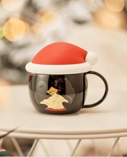 New 2021 China Starbucks Cute Penguin With Christmas Hat 14oz Glass Mug