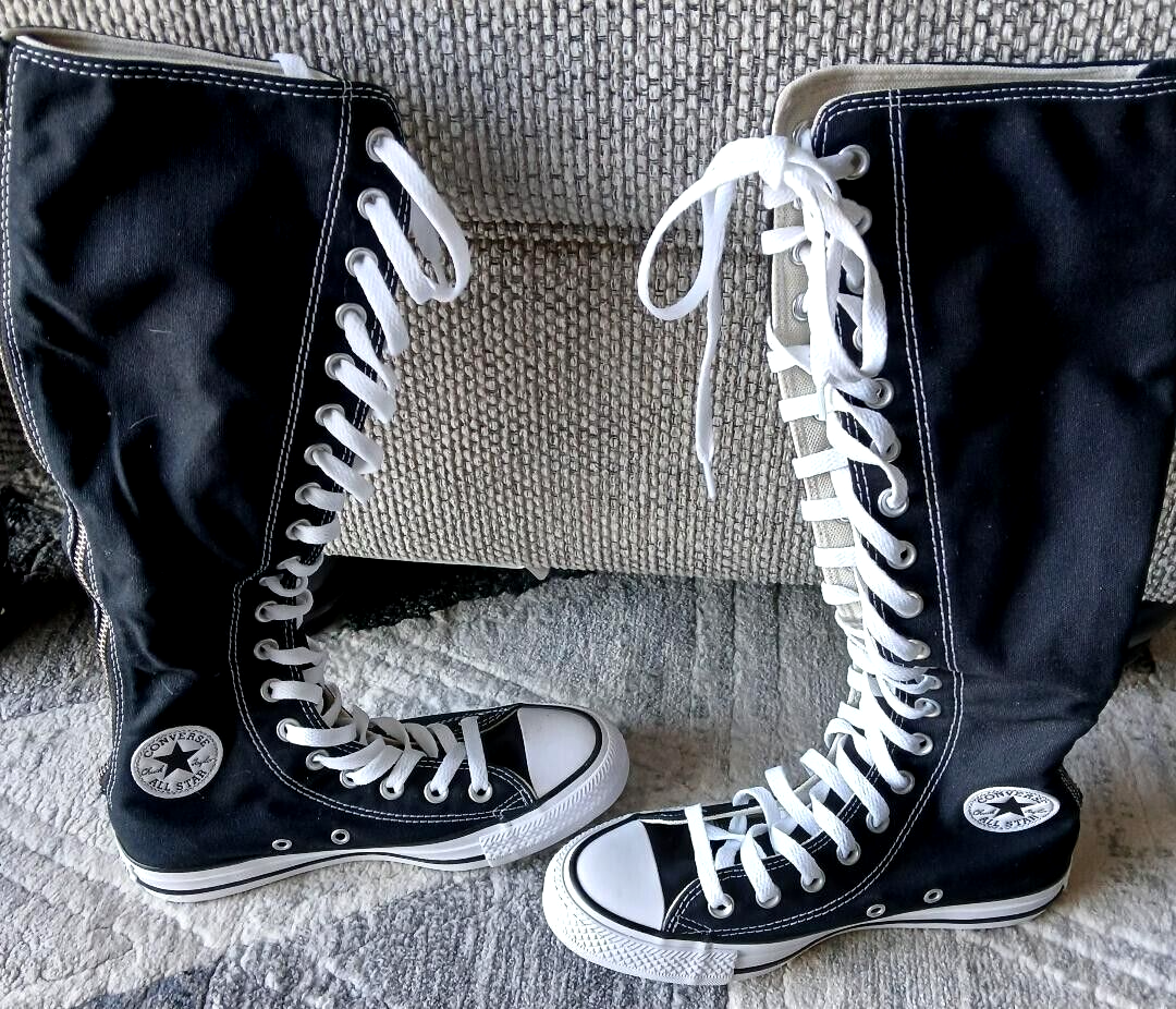 Y2K Converse Knee High Tall Chuck Taylor Shoes Black Womens US 6