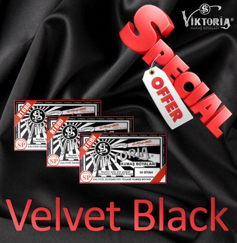 3X Velvet BLACK Viktoria Fabric Dye for 600g Fabric - Afbeelding 1 van 3
