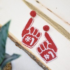 Football Earring Sports Earrings , Beaded Earrings, Gift ideas  5343BWT