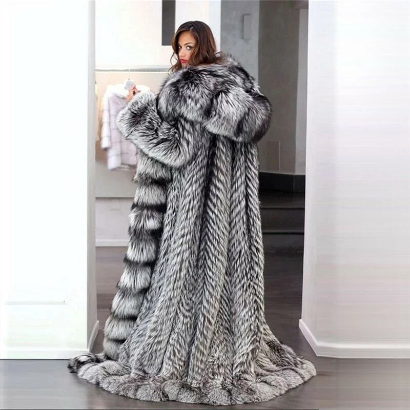 Silver Fox Fur Jacket Fur Coat Real Fur Jacket Women Coat 