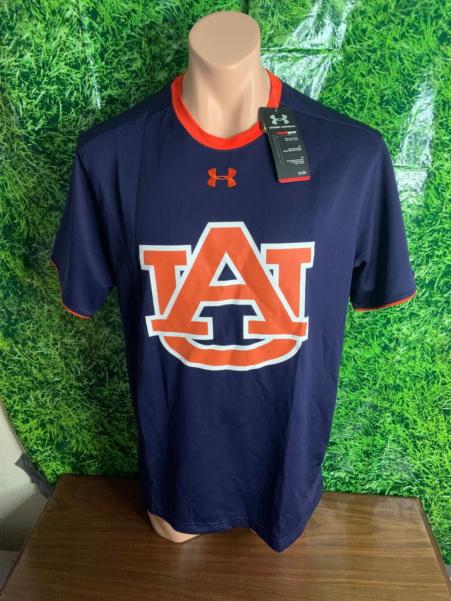 Auburn Tigers Under Armour Heat Gear Short Sleeve Shirt Navy/Orange Size  Large