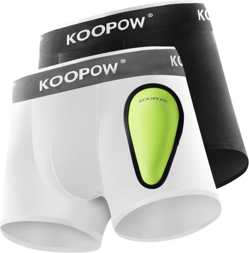 Paquete de 2 calzoncillos de compresión para niños KOOPOW con copa atlética protectora suave, juventud P - Imagen 1 de 15