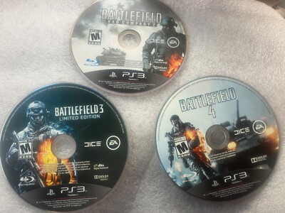 Battlefield 2, 3, 4 for ps3, disk only, nice and clean work
