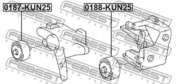 0188-KUN25 FEBEST Deflection/Guide Pulley, V-ribbed belt for TOYOTA