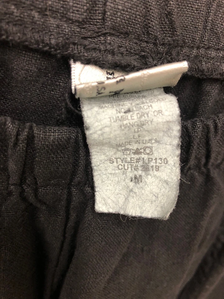 Pantalón Diseñador Match Point EE. UU. Negro Pull On Lino Mediano M Bolsillos Matchpoint Foto 2 de 3