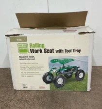 Heavy Duty Garden Cart Rolling Work Seat  By One Stop Gardens With Tool Tray New