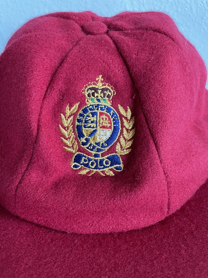 Винтажный Polo Ralph Lauren красный шерсти герб шляпа вождения крышка 7 1/2 размер очень редкая - Изображение 3 из 4