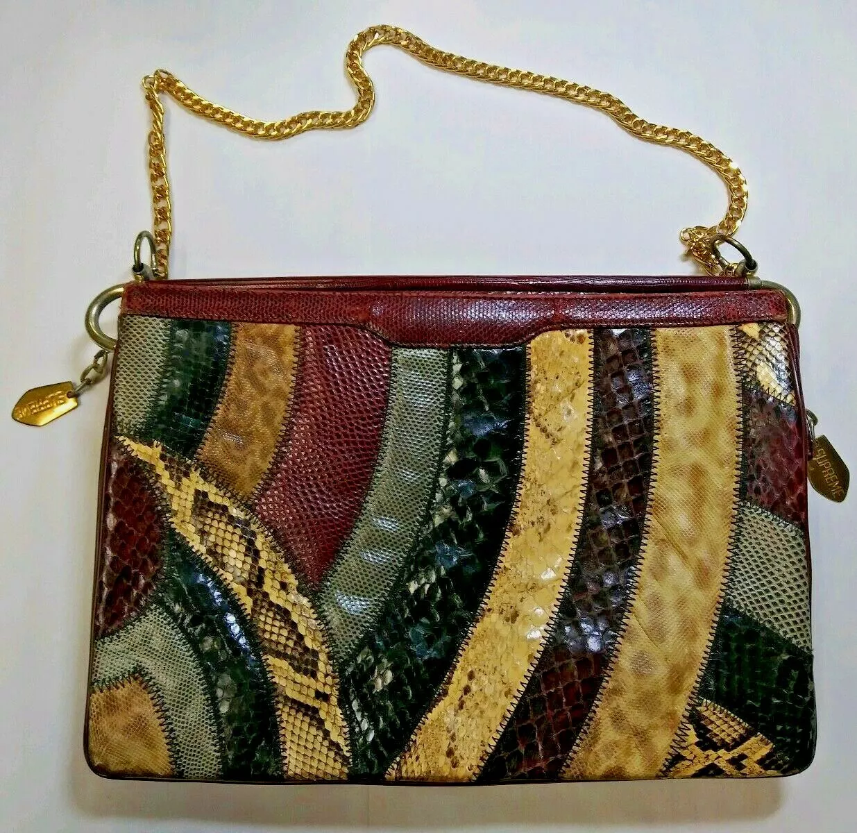 Sacs by SUPREME années 70 patchwork PYTHON SERPENT VINTAGE SAC À MAIN PEAU DE SERPENT DESIGNER BAG