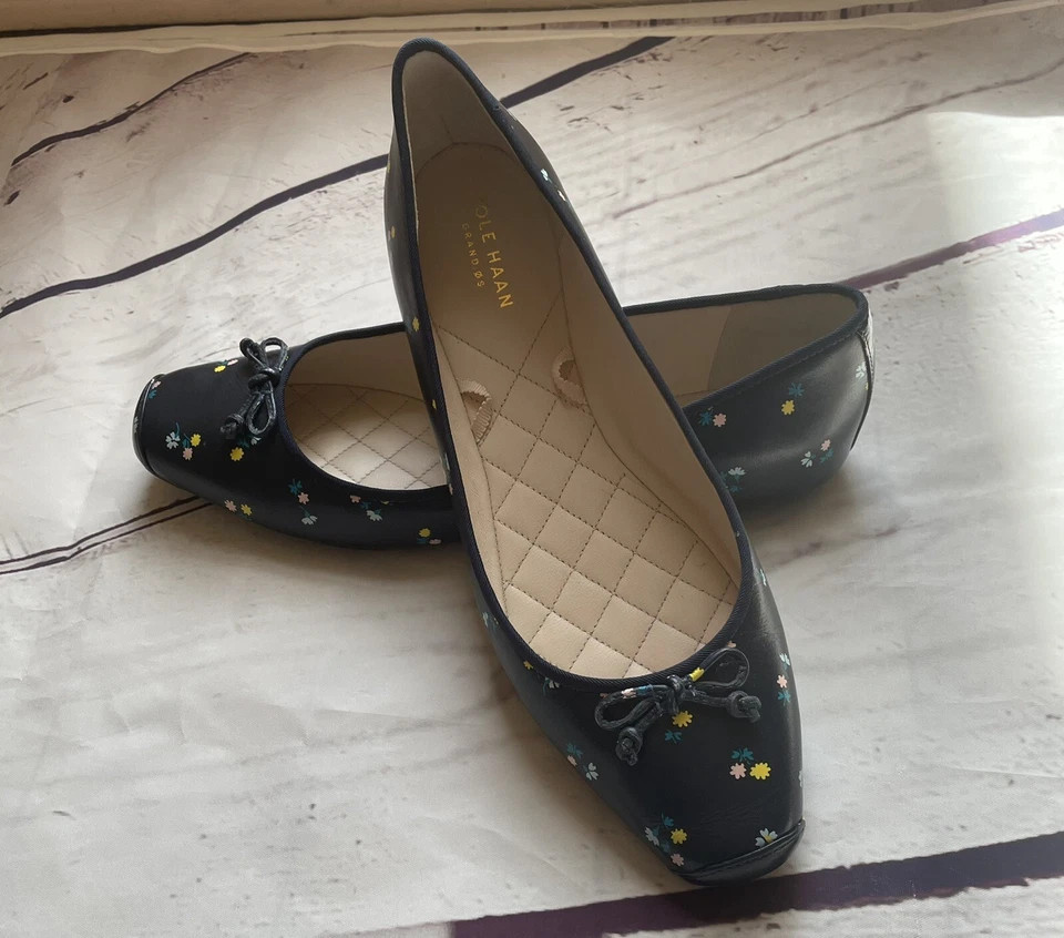 Sapatilhas de balé Cole Haan Downtown azul marinho tamanho 9,5