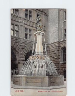 Postcard Zierbrunnen am Neuen Rathaus, Leipzig, Germany