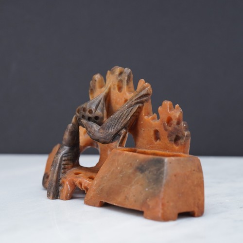 Antique Chinese Soapstone Birds Inkwell Carved Sculpture Paperweight - Picture 6 of 10