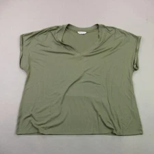 Tommy Bahama Shirt Womens Medium Short Sleeve Button Front V Neck Stretch Green