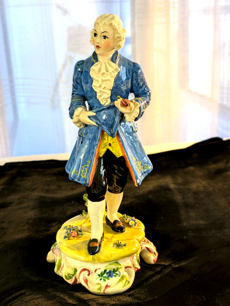Vintage Italian Hand-Painted Porcelain Male Figurine 8.5 Inches Tall As Found
