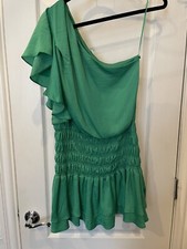 Glam Bright Green One Shoulder Mini Dress St Patrick’s Fun Flirty M