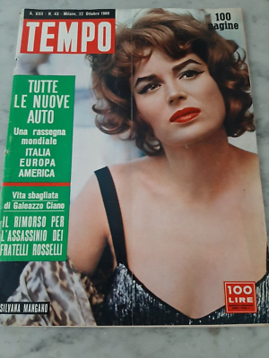 RIVISTA TEMPO OTTOBRE 1960 SILVANA MANGANO TUTTE NUOVE AUTO CIANO INDICE IN  FOTO