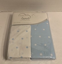 Born Loved 2piece Set 100 Micro Fiber Fitted Crib Sheets Blue  White polkadots