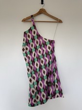 Zara One Shoulder Geometric Print Dress Size M UK 10 12 BNWT