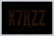 Ham Radio QSL/QSO K7RZZ Nebo, Oregon, USA 1980 Black/Gold Ex: 9BUU 1925
