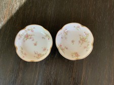 Haviland France Limoges Floral Pink Roses Gold Scalloped 2 FruitDessert Bowls