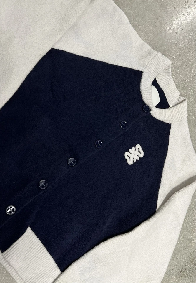 Chaqueta SANDRO Damas Talla 3 Bolzano Cárdigan Tejido Universitario Logo Azul Foto 3 de 4