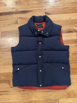 JC Penney Down Puffer Vest Blue Red Snap Button Vintage 70s 80s USA Made Mens XL