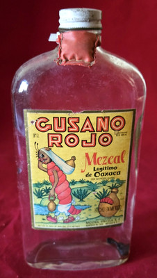 GUZANO ROJO MEZCAL  empty 8.5''  BOTTLE dead Worm inside Vintage
